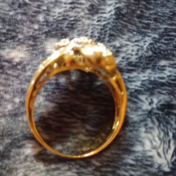 10k YG And 1c Diamond Floral Bow Knot Ring - Picture 4 of 6